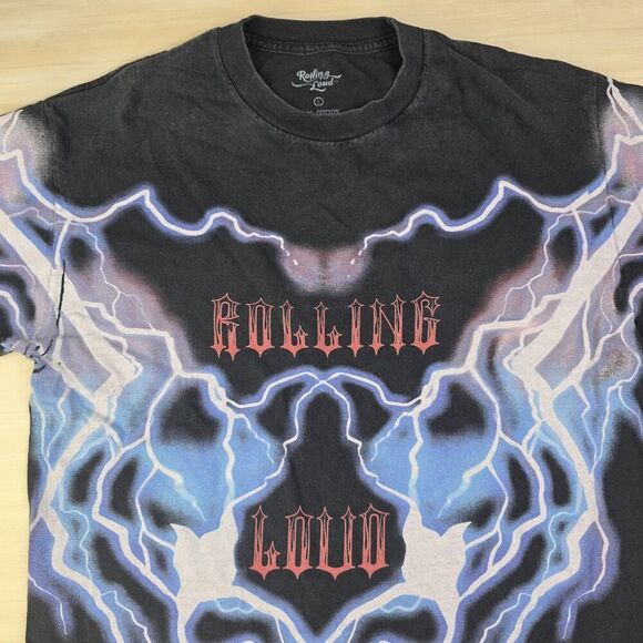 Rolling Loud Shirt‎ Mens Large Black Blue Lightning Graphic Tee Music Festival - Picture 4 of 7